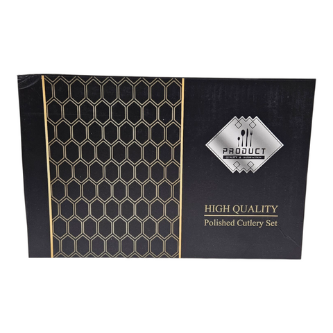 Elegant Polished Black Flatware Cutlery 24 pcs Set