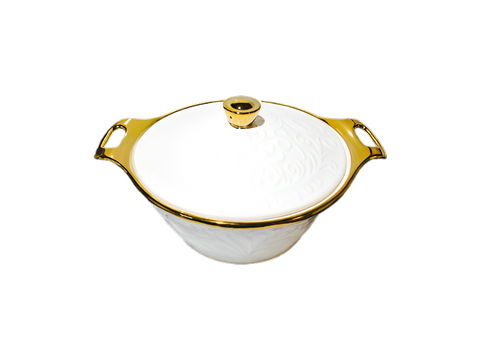 Soup Tureen with Lid, Gold Rim, 35*25*10cm