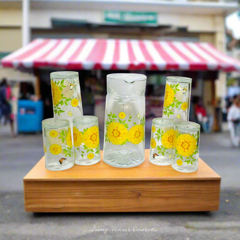 7 Piece Durable Glass Juice Jar Set  1 Liter