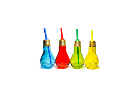 New Summer Glass Bulb Bottle & Straw  10.8*5.5cm  100ml