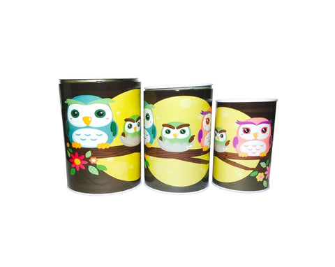 Happy Owls Money Tin 3 Piece Set