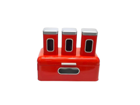 Two-Tone Bread Bin with 3 Piece Canister Set