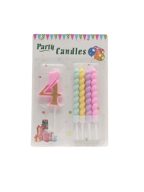 Party Pink Number Birthday Candles 5pcs