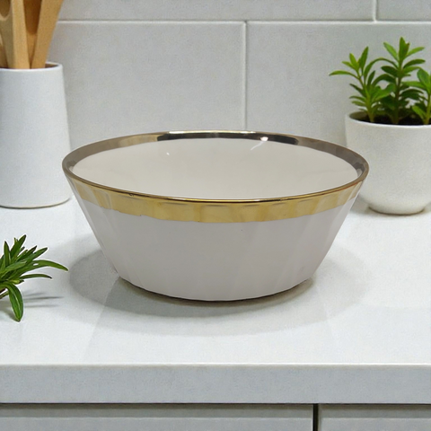 Serving Bowl White with Gold Rim  21*9.5cm