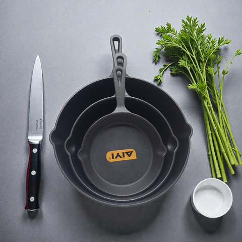 Cast Iron Frying Pan 3 PC