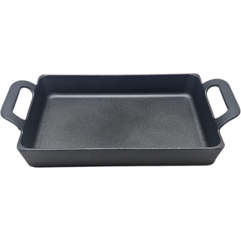 Square Cast Iron Dish and Wooden Platter 24cm