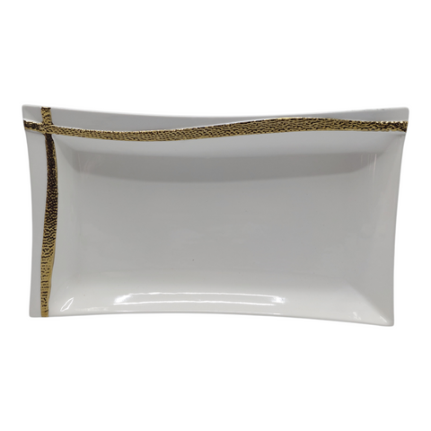 Rectangular Serving Plate with Gold Edge