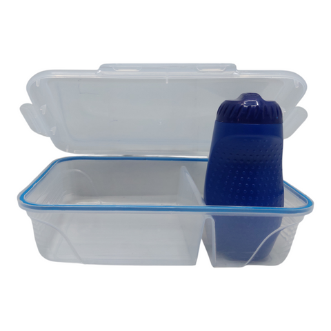 Lunch Box 1.9 Liter 2 Division with Bottle-Clear+Blue Bottle