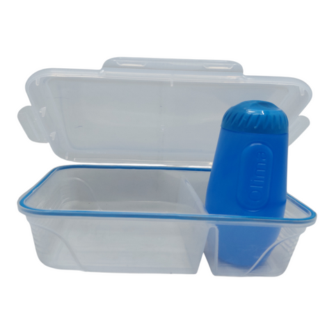 Lunch Box 1.9 Liter 2 Division with Bottle-Clear+Blue Bottle