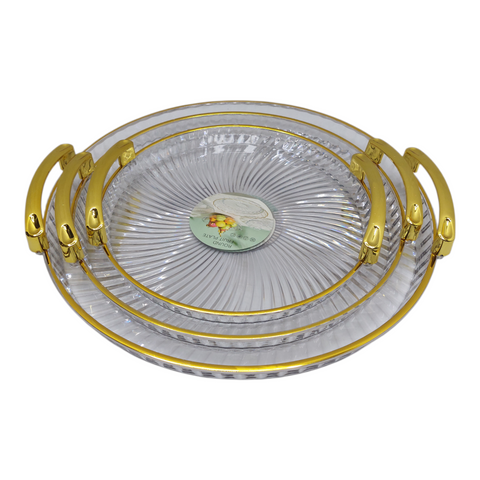 Plastic Three Piece Round Tray Set