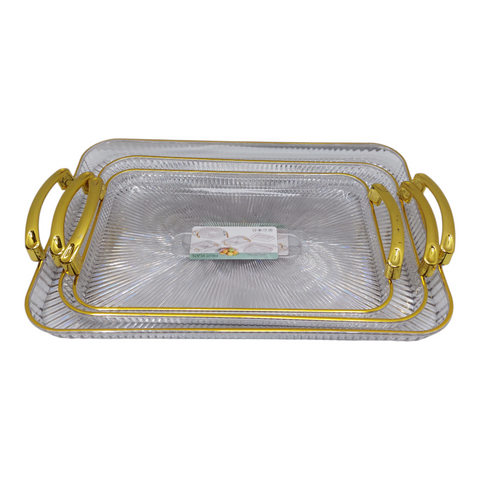Plastic Three Piece Rectangular Tray Set