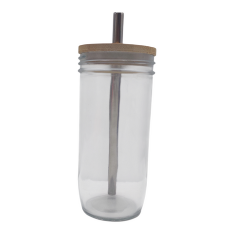 Glass Cup with Lid and Straw 750ML