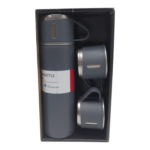 500ml S/Steel Double Wall Thermos Vacuum Flask & 180ml Cups