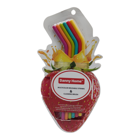 Multicolor Reusable Straws & Cleaning Brush