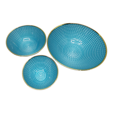 Glass Bowl Set 3PC with Gold Trimming