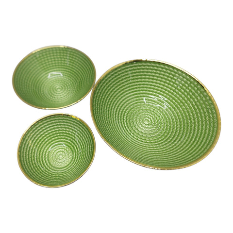 Glass Bowl Set 3PC with Gold Trimming