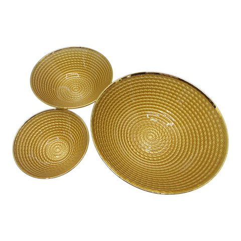 Glass Bowl Set 3PC with Gold Trimming