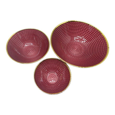 Glass Bowl Set 3PC with Gold Trimming