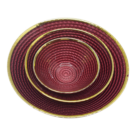 Glass Bowl Set 3PC with Gold Trimming
