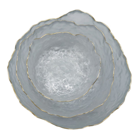 Glass Bowl 3PC with Gold Rim