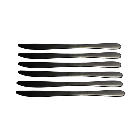 Black Stainless Steel Table Knife 6 PCS Round