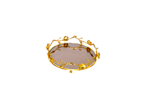 Gold Mirror Tray Candle Plate Gift 25cm