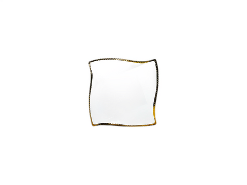 Wave Square Dinner Plate with Gold Edge 10"