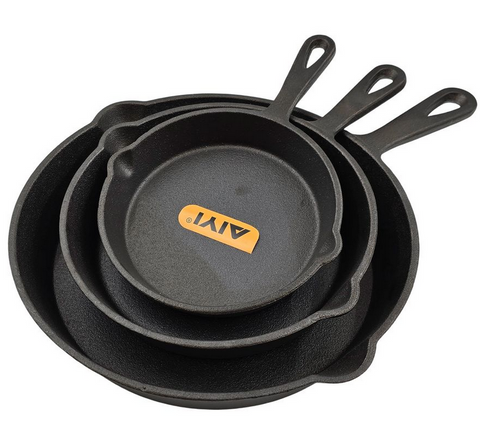 Pre-Seasoned Cast Iron Skillet 3pcs Set