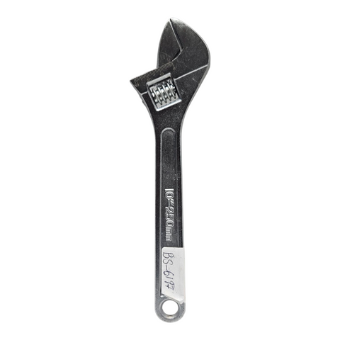 Adjustable wrench with brand name on a white background