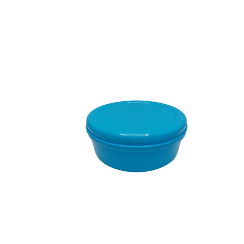Blue container lid on a white background