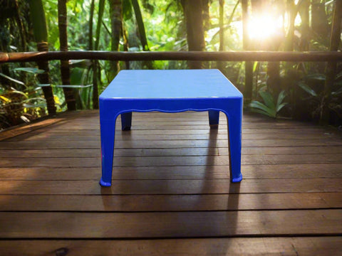 Blue plastic table on a white background