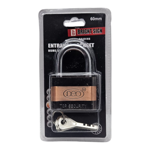 Lock with key in packaging labeled 'Bright Sign' on a white background
