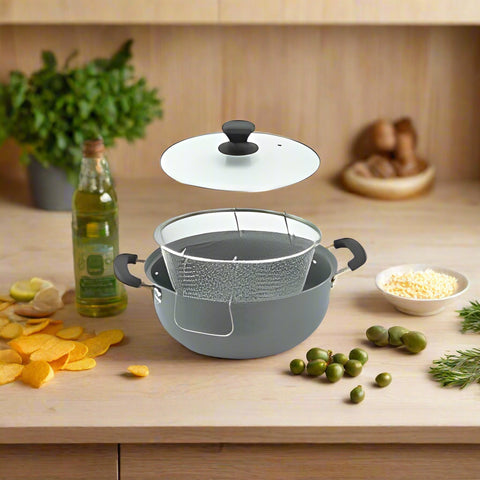 3-in-1 Non-Stick Cooking Pot / Fryer with Basket and Lid 26cm