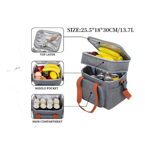 Insulated Lunch Cooler Bag 2pcs 13.7 Litre