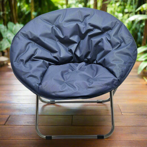 Blue chair with metal frame on a white background