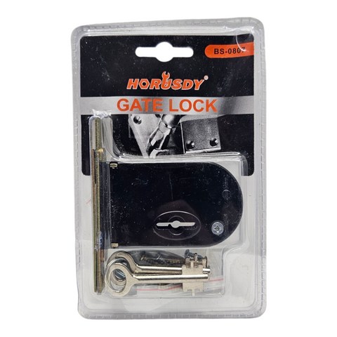 Horusdy gate lock set in clear packaging on a white background