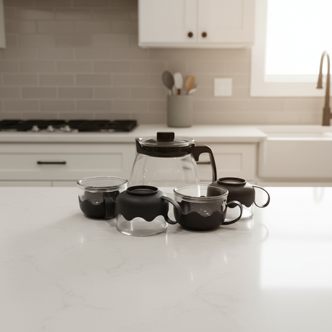 Glass Tea Pot with 4 Cups