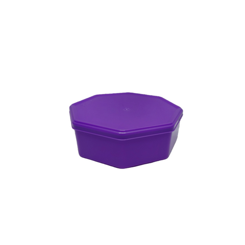 Hexagonal purple container on a white background