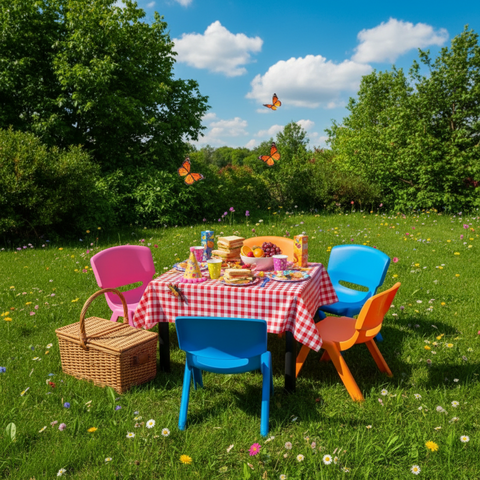 Kiddies Table & 4 Chairs + Free Disposable Table Cloth