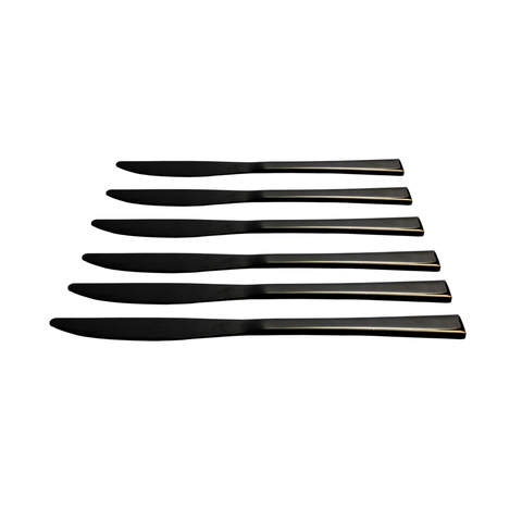 Black Stainless Steel Table Knife 6 PCS Square