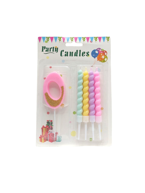 Party Pink Number Birthday Candles 5pcs