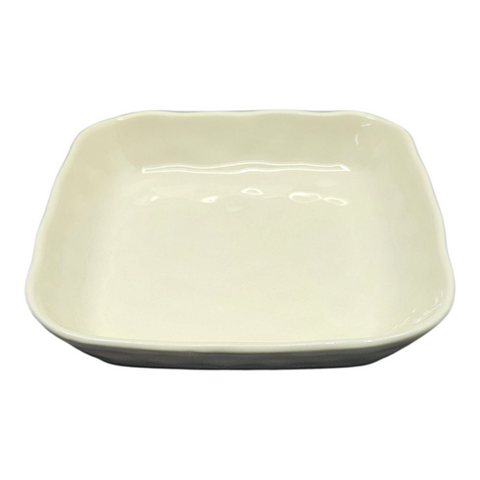 Ceramic Light Beige Square Dish 8"