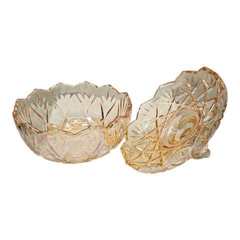 Elegant Amber Crystal Candy Pot & Lid 15*15.5cm
