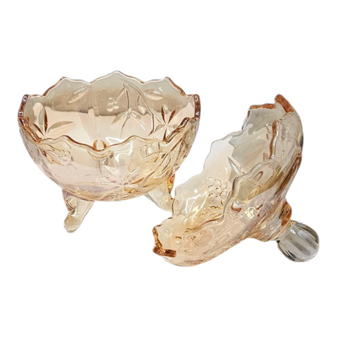 Elegant Amber Crystal Candy Pot & Lid  16*13.5cm