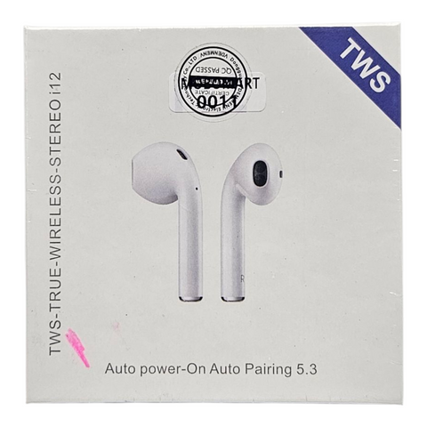 i12 TWS (True Wireless Stereo) Bluetooth Earphones.