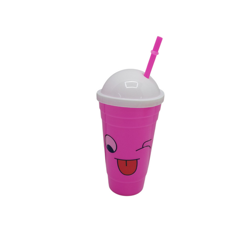 Plastic Cup & Straw 500ml