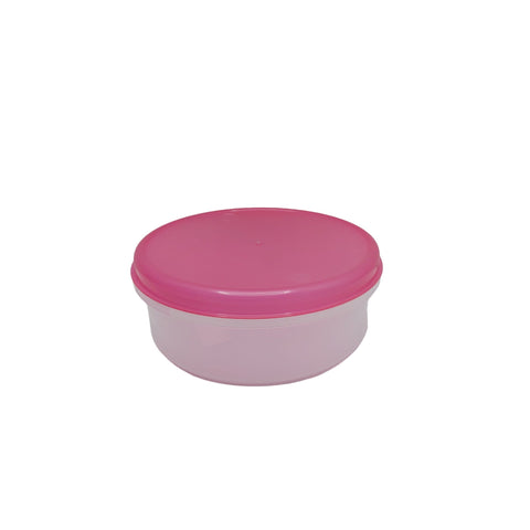 Pink container with a lid on a white background