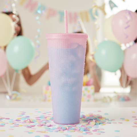 Plastic Reusable Cups with Lids and Straws