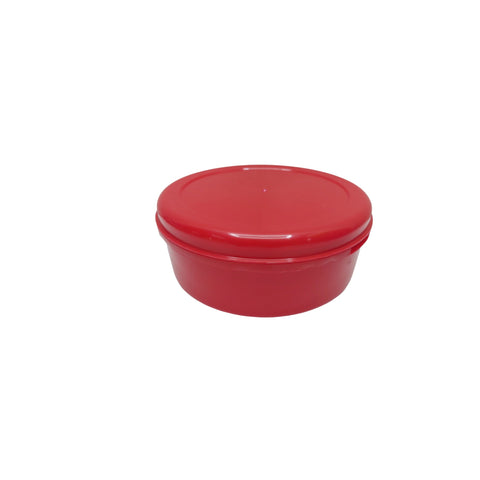 Red container with a lid on a white background