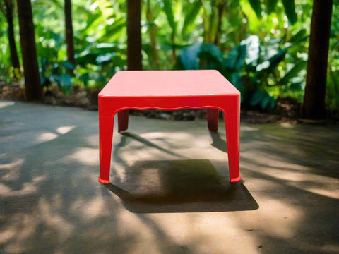 Red square table on a white background